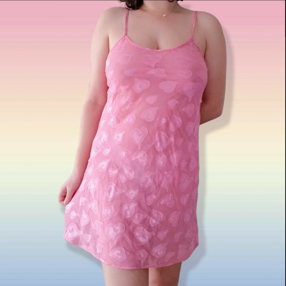 Victoria's Secret Baby Pink Sheer Heart Slip Dress